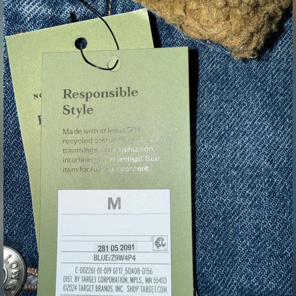Goodfellow & Co Blue Denim Jacket with Tan Collar and Lining - Picture 9 of 14